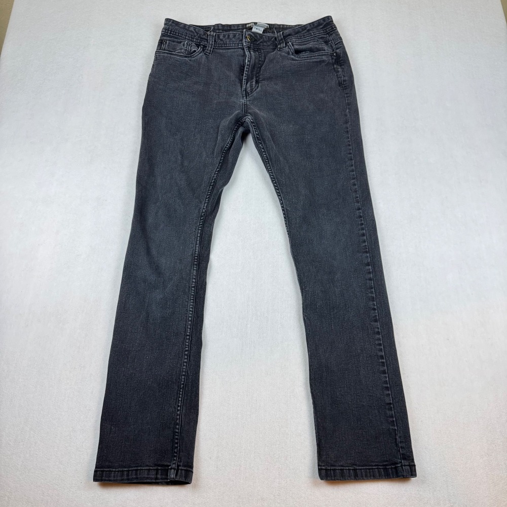 Free Planet Mens Sustainable Denim Jeans Faded Black Slim Straight 34x32
